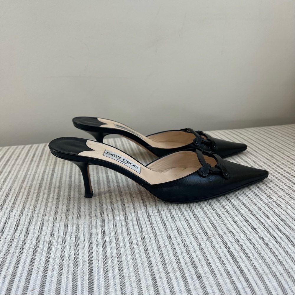 Jimmy Choo Pointed Toe Mules Kitten Toe - image 4